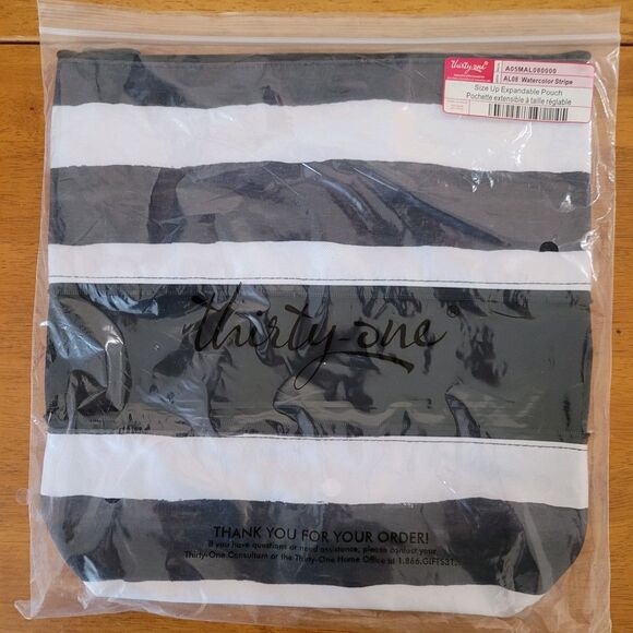 THIRTY ONE Size Up Expandable Pouch AL08 Watercolor Stripe - Picture 1 of 3